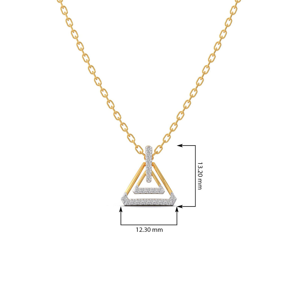 Triangle Frame Diamond Pendant Necklace