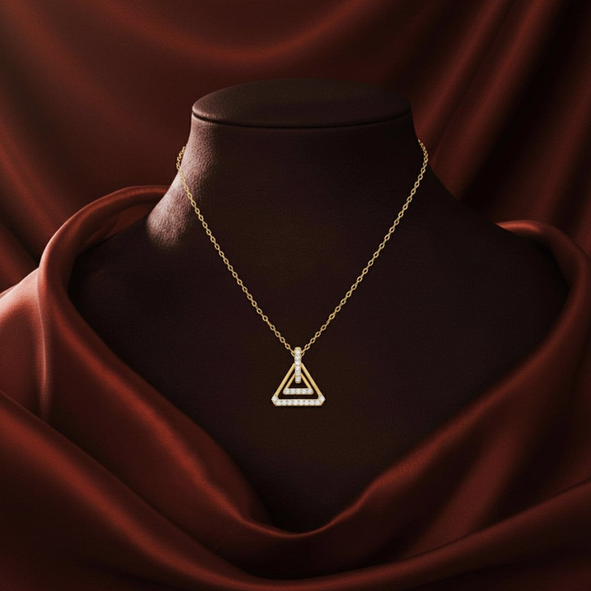 Triangle Frame Diamond Pendant Necklace