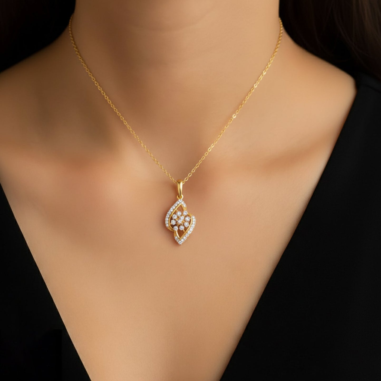 Floral Mirage Diamond Pendant Necklace