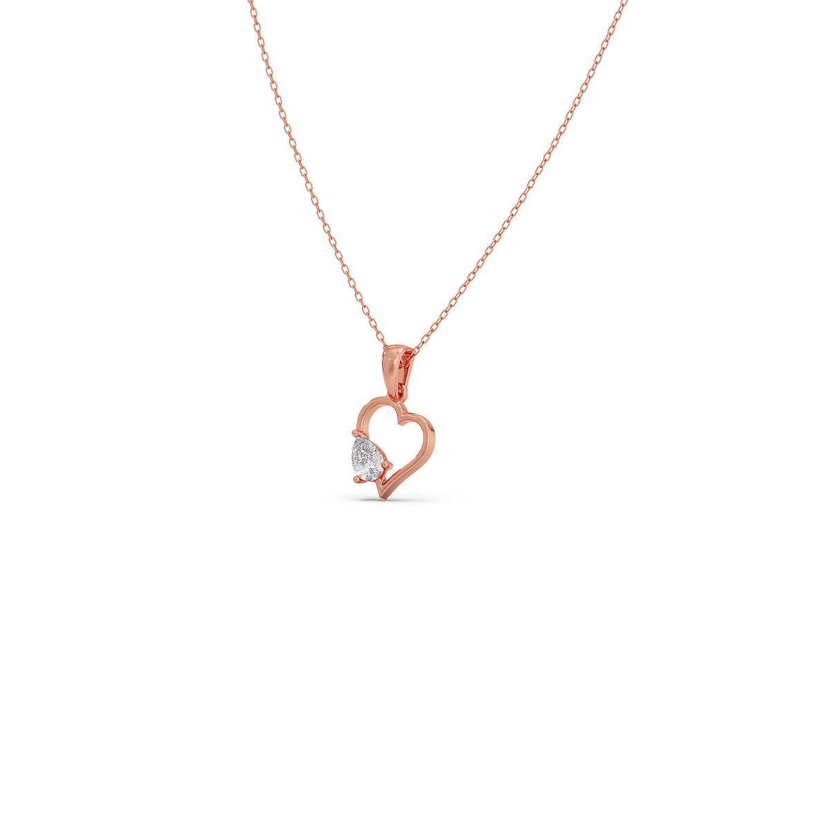 Open Heart Pear Diamond Pendant