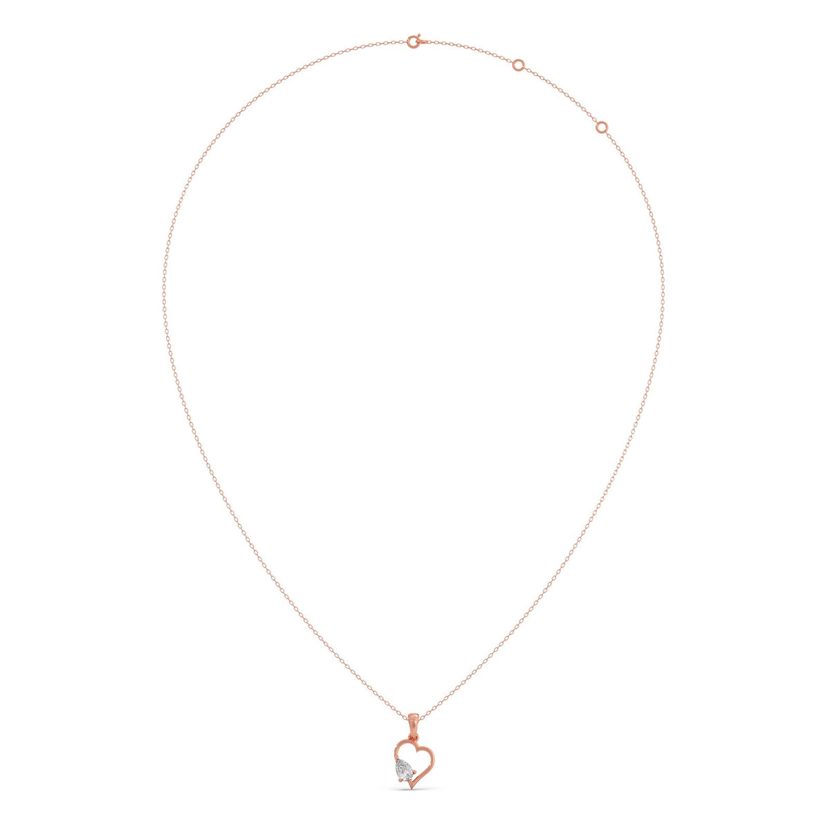 Open Heart Pear Diamond Pendant