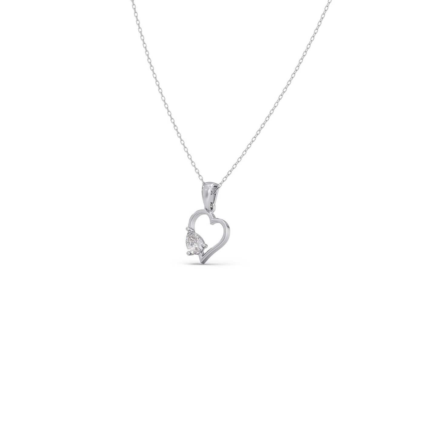Open Heart Pear Diamond Pendant