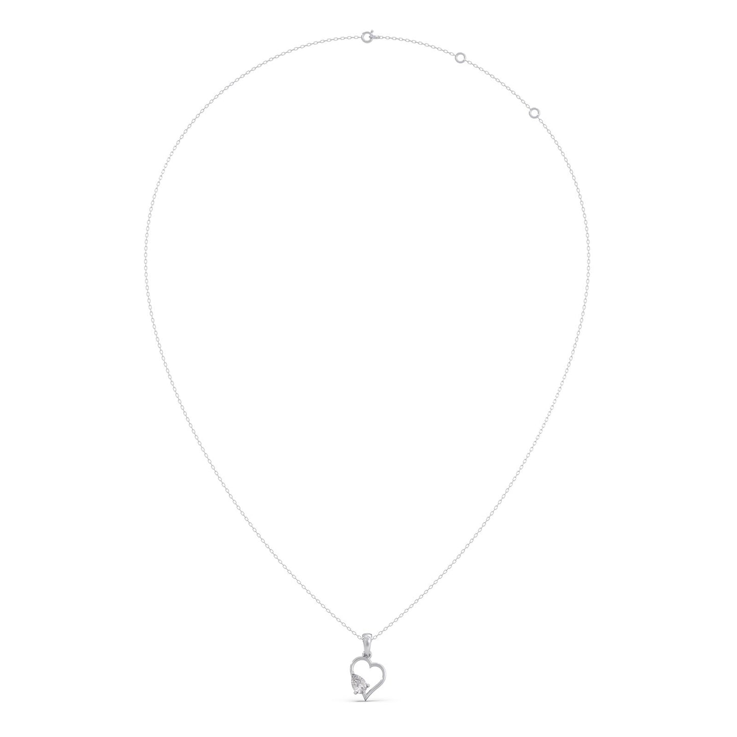 Open Heart Pear Diamond Pendant