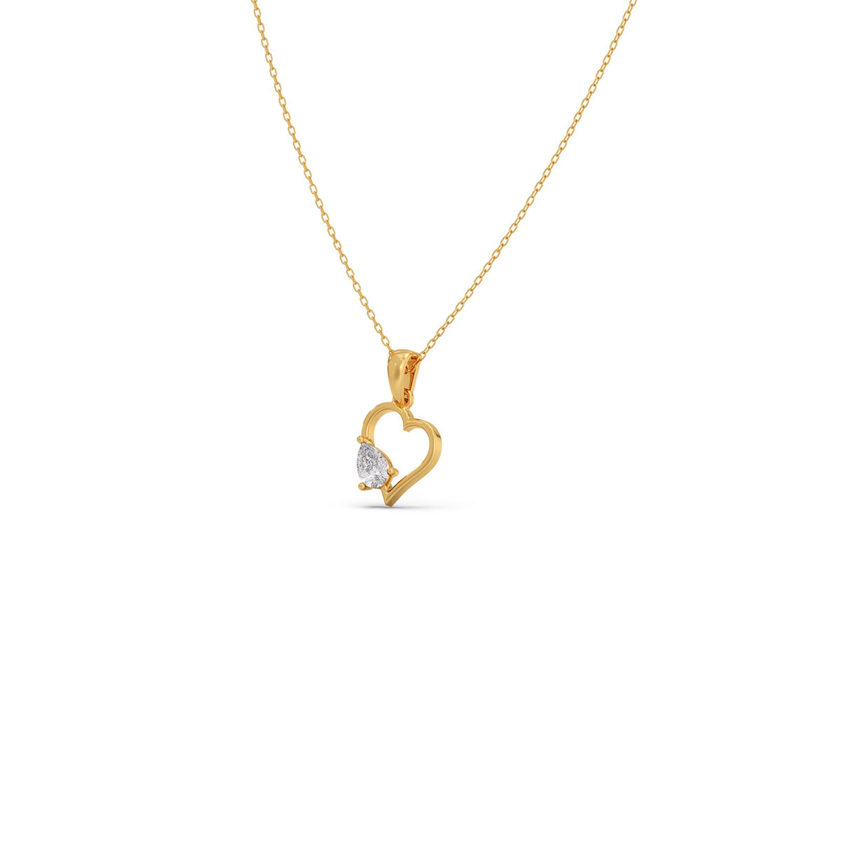 Open Heart Pear Diamond Pendant