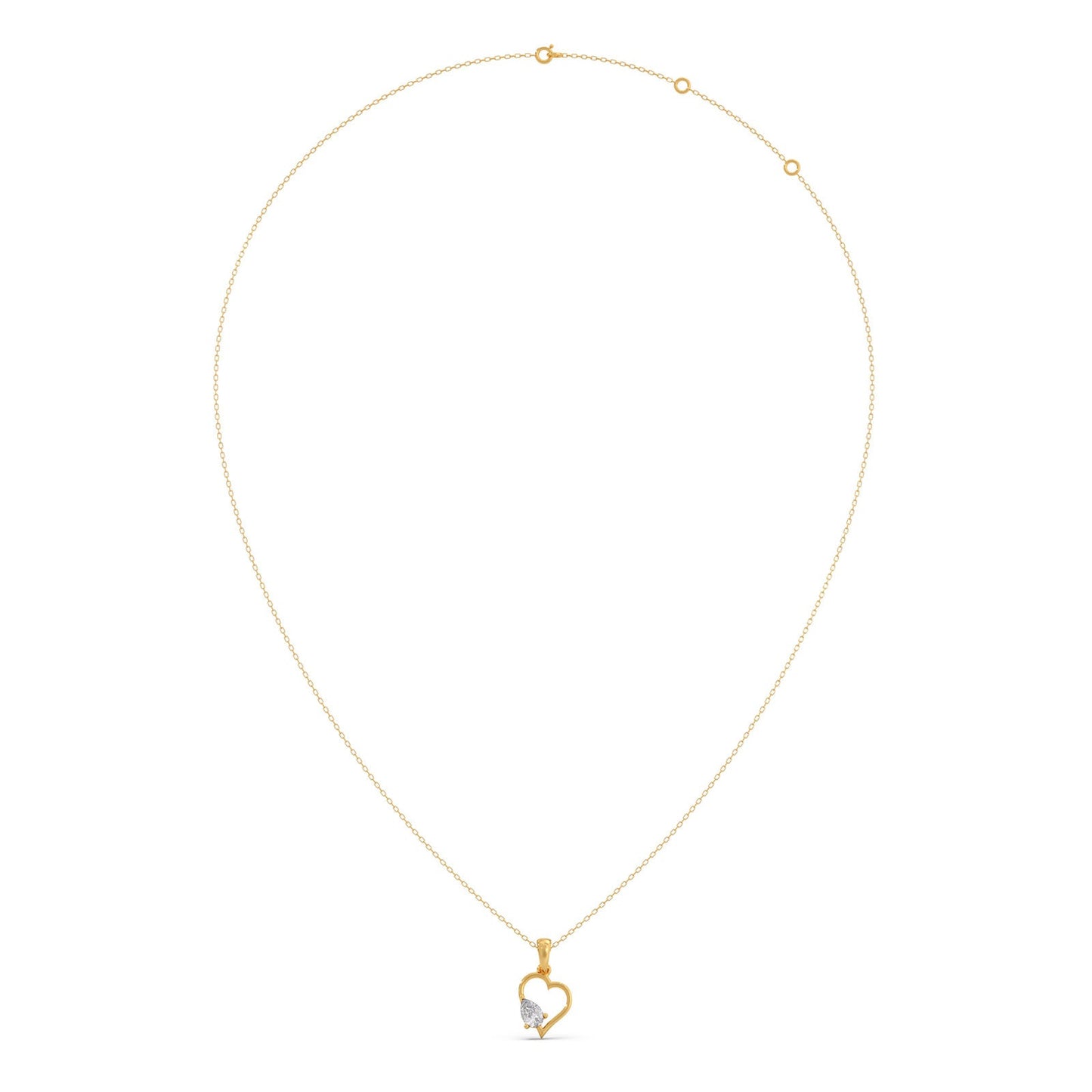 Open Heart Pear Diamond Pendant