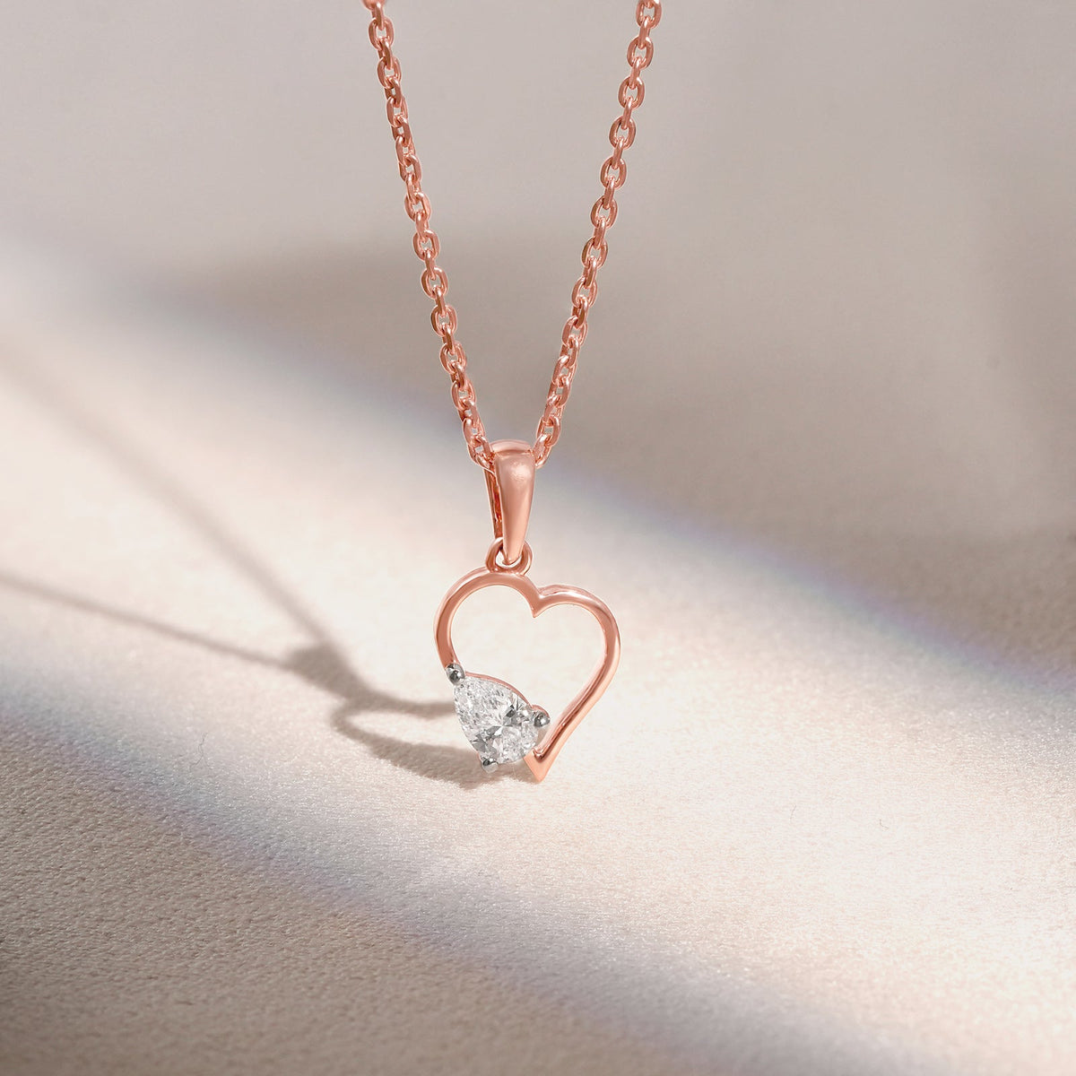 Open Heart Pear Diamond Pendant
