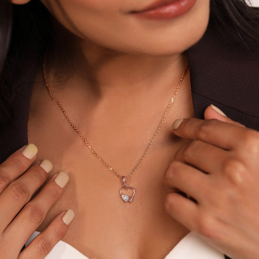 Open Heart Pear Diamond Pendant