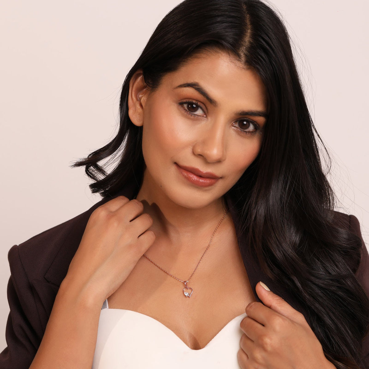 Open Heart Pear Diamond Pendant