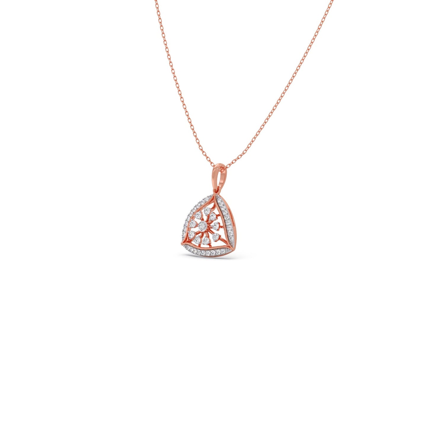 Petal Triangle Diamond Pendant Necklace