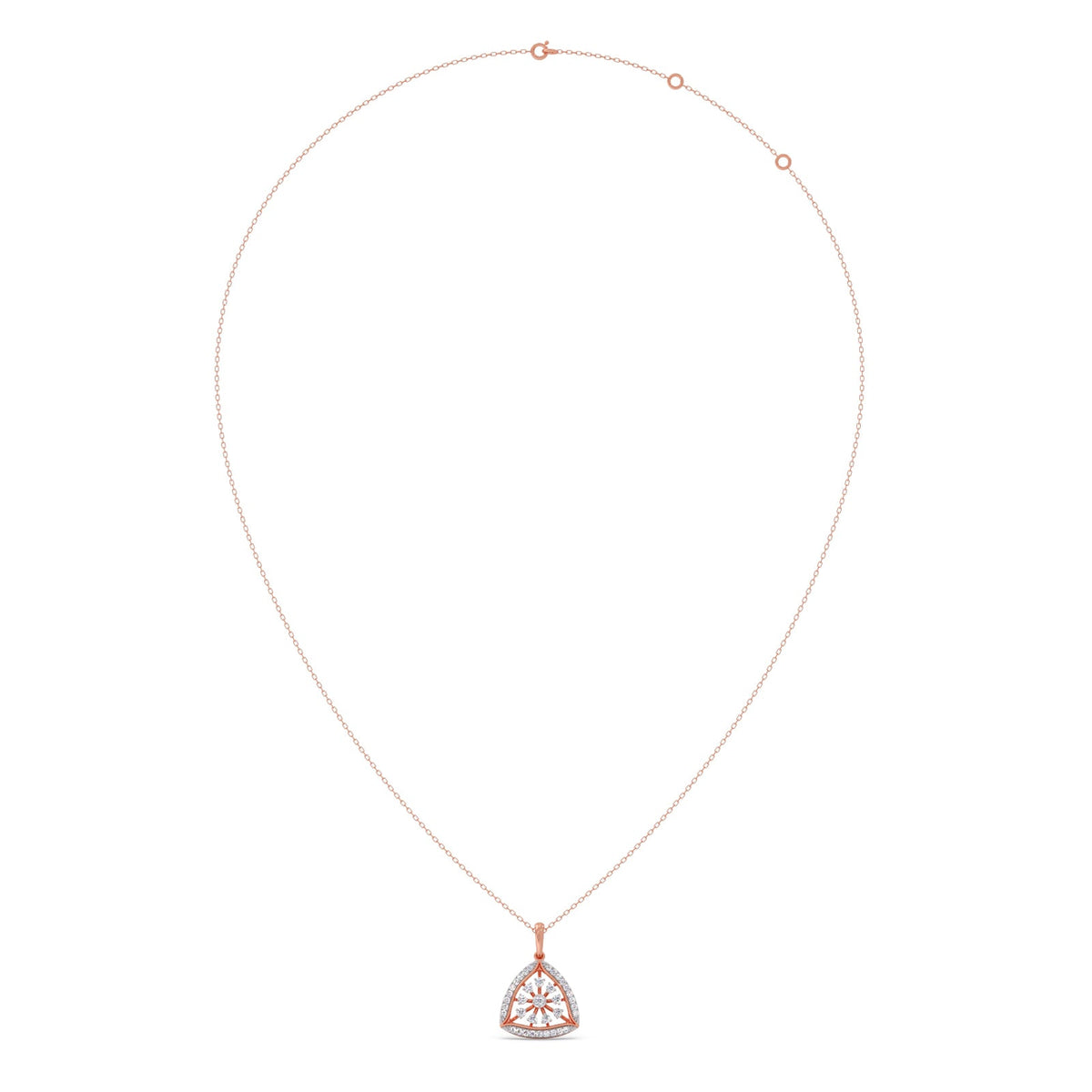 Petal Triangle Diamond Pendant Necklace