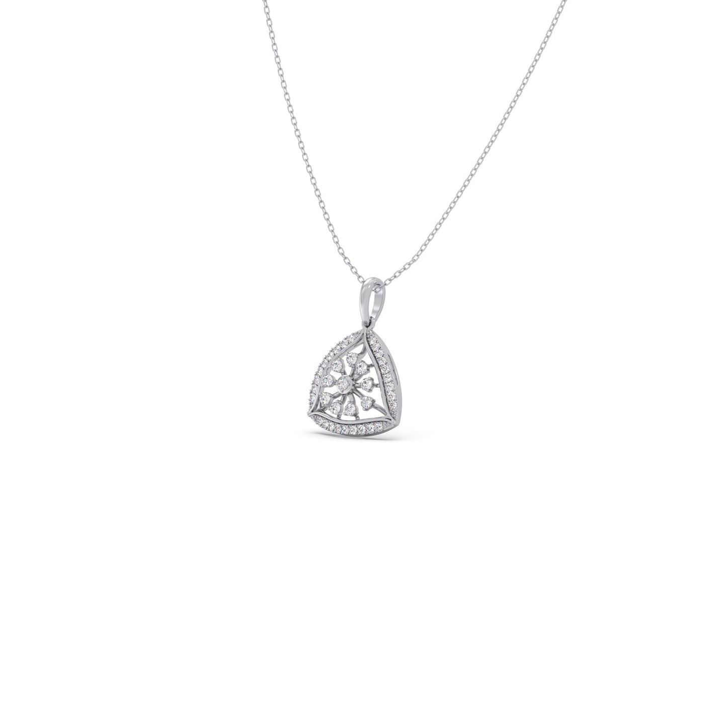 Petal Triangle Diamond Pendant Necklace