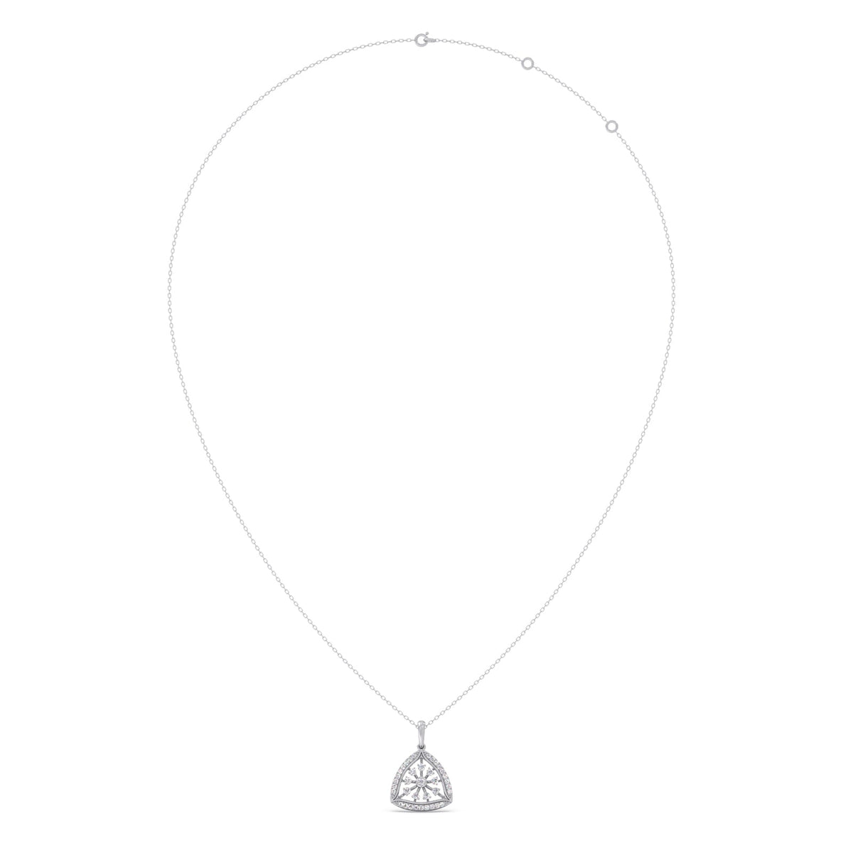 Petal Triangle Diamond Pendant Necklace