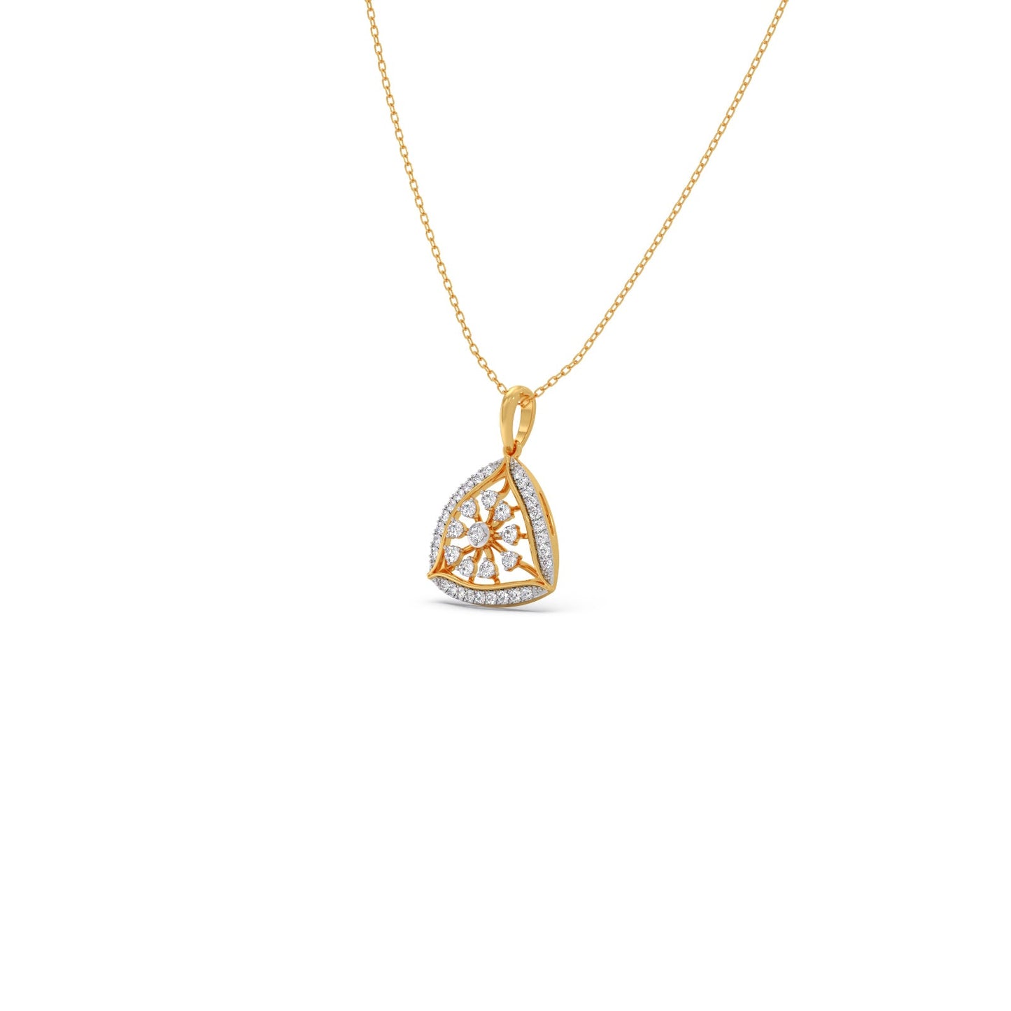 Petal Triangle Diamond Pendant Necklace