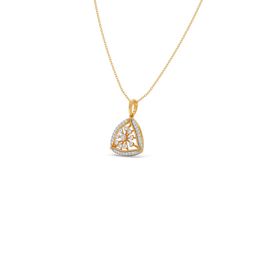 Petal Triangle Diamond Pendant Necklace
