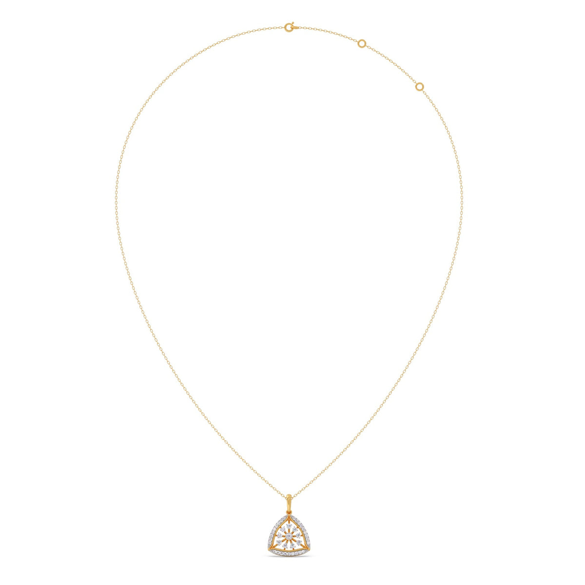 Petal Triangle Diamond Pendant Necklace