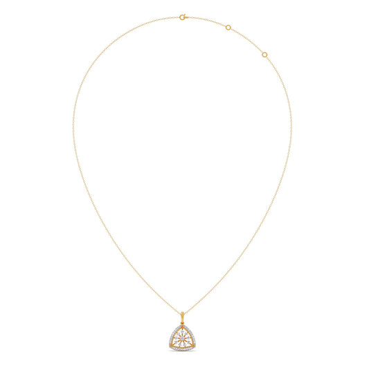 Petal Triangle Diamond Pendant Necklace