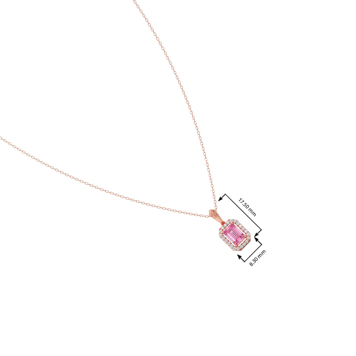 Halo Pink Emerald Pendant Necklace