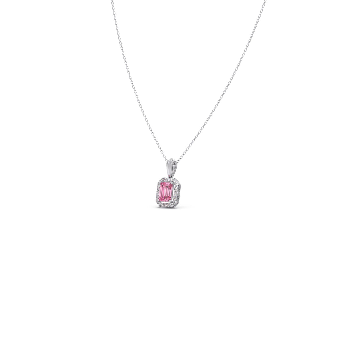 Halo Pink Emerald Pendant Necklace