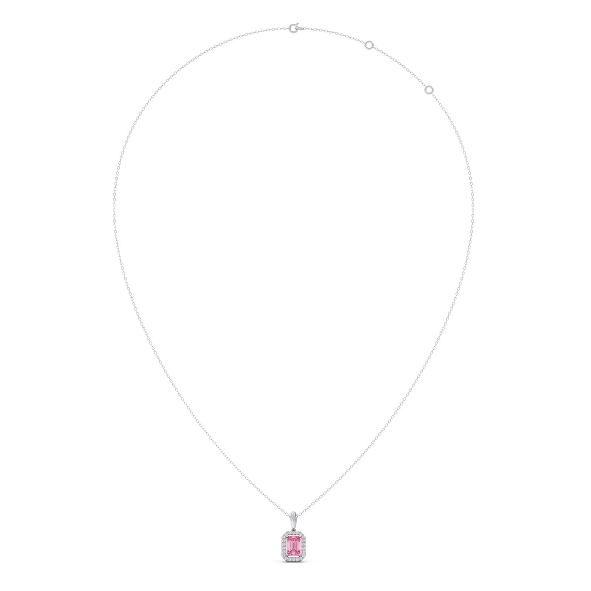 Halo Pink Emerald Pendant Necklace