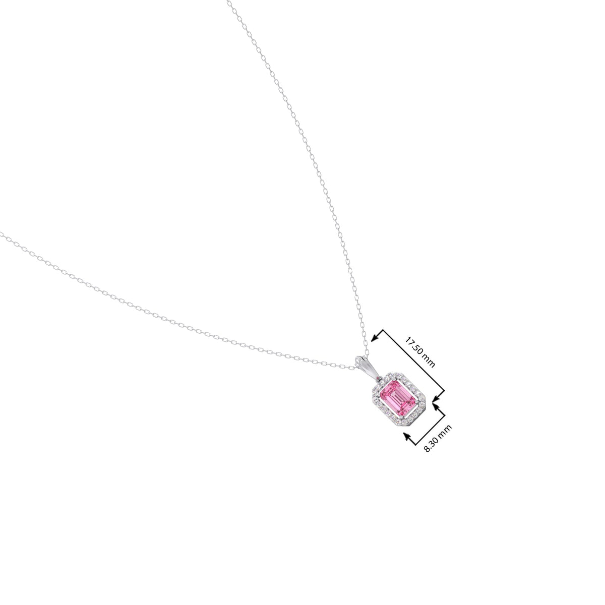 Halo Pink Emerald Pendant Necklace
