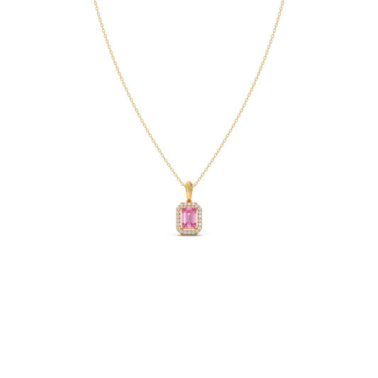 Halo Pink Emerald Pendant Necklace