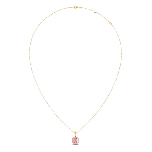 Halo Pink Emerald Pendant Necklace