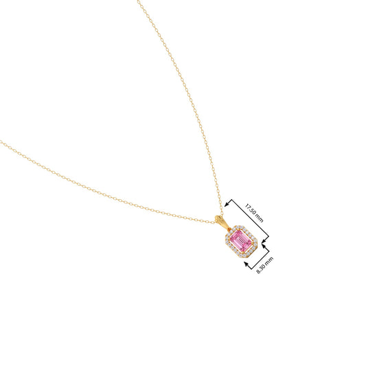 Halo Pink Emerald Pendant Necklace
