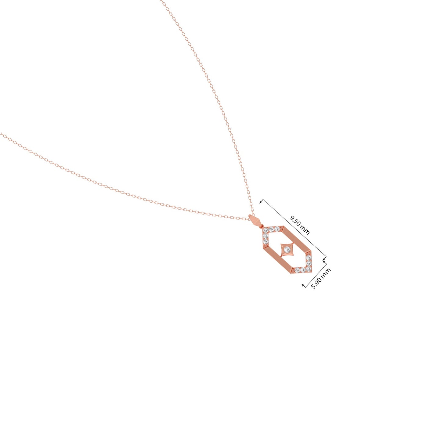 Flutter Diamond Hex Link Pendant With Chain