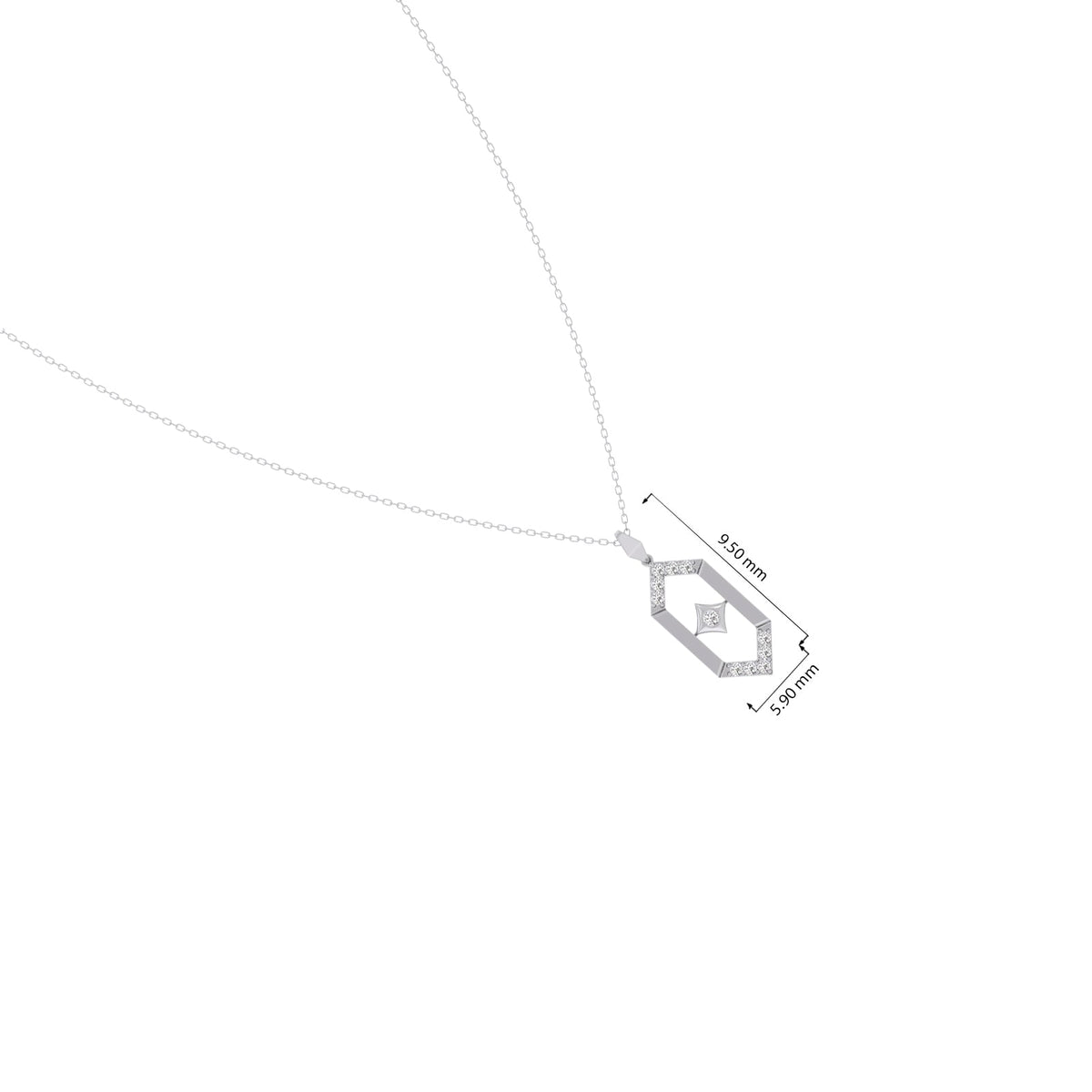 Flutter Diamond Hex Link Pendant With Chain
