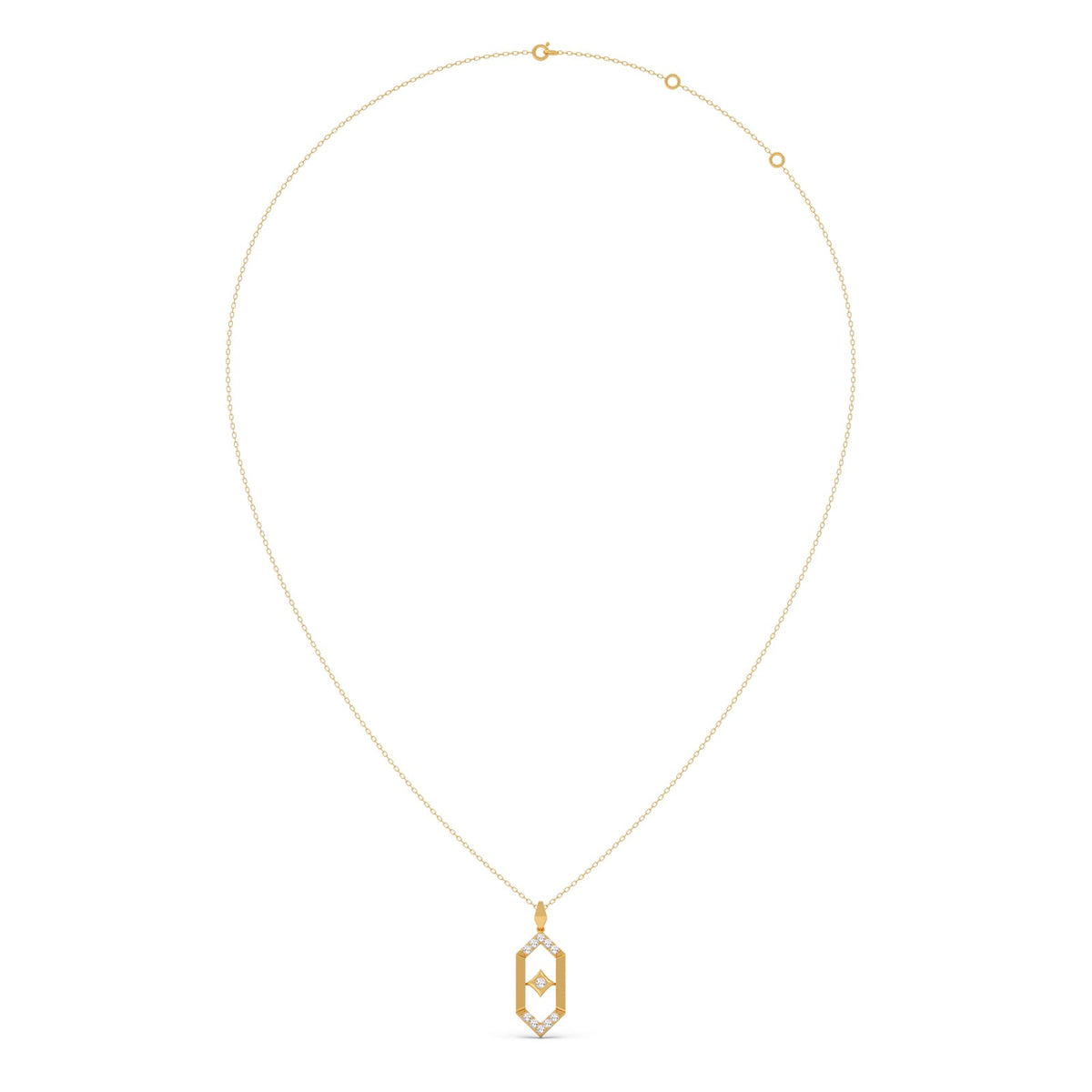 Flutter Diamond Hex Link Pendant With Chain