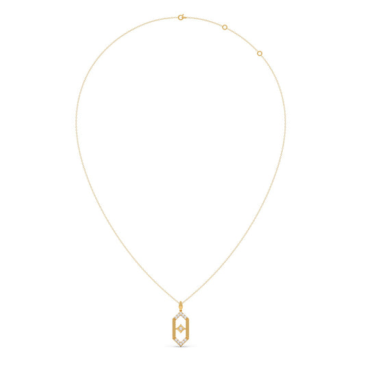 Flutter Diamond Hex Link Pendant With Chain