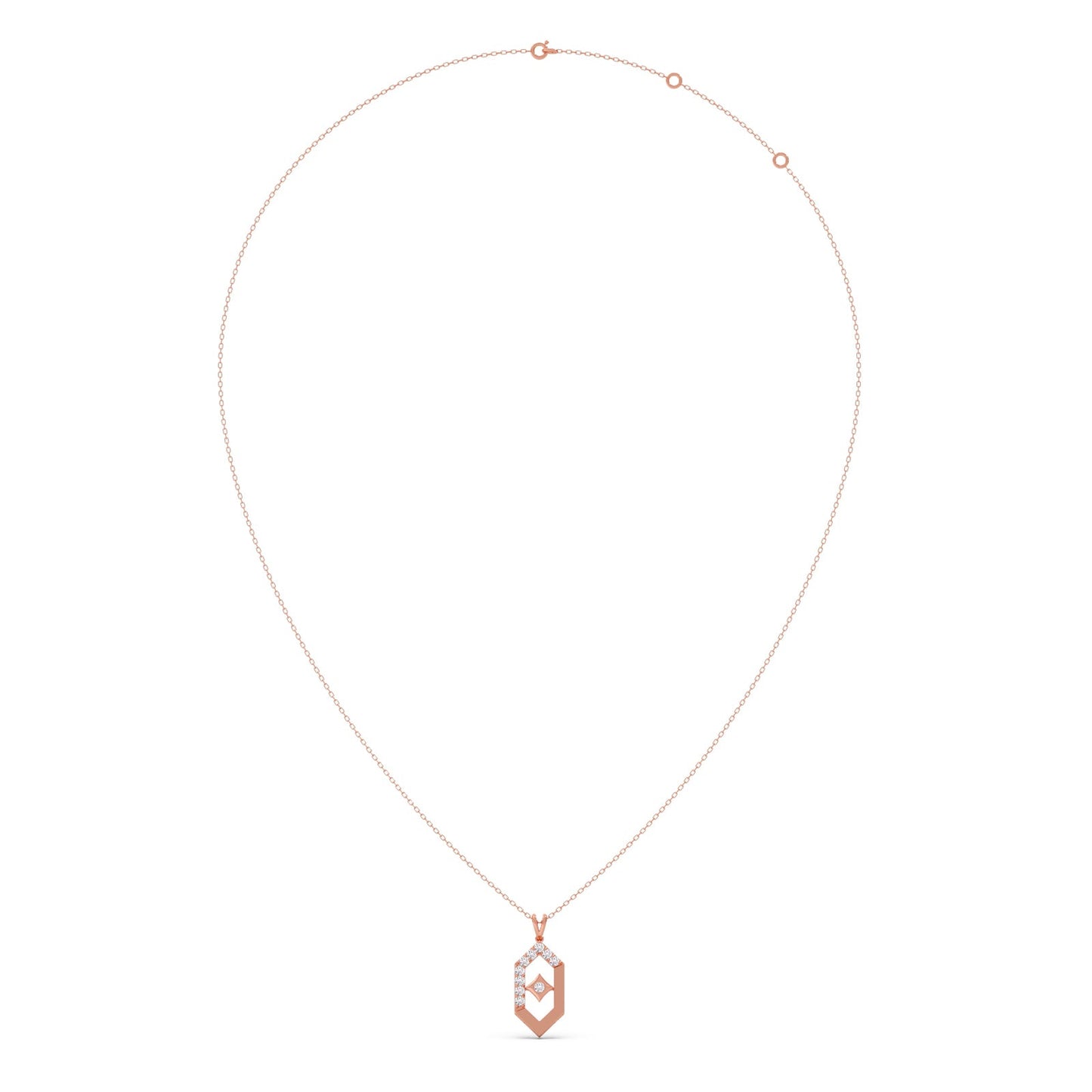 Six-Sided Glamour Diamond Pendant With Chain