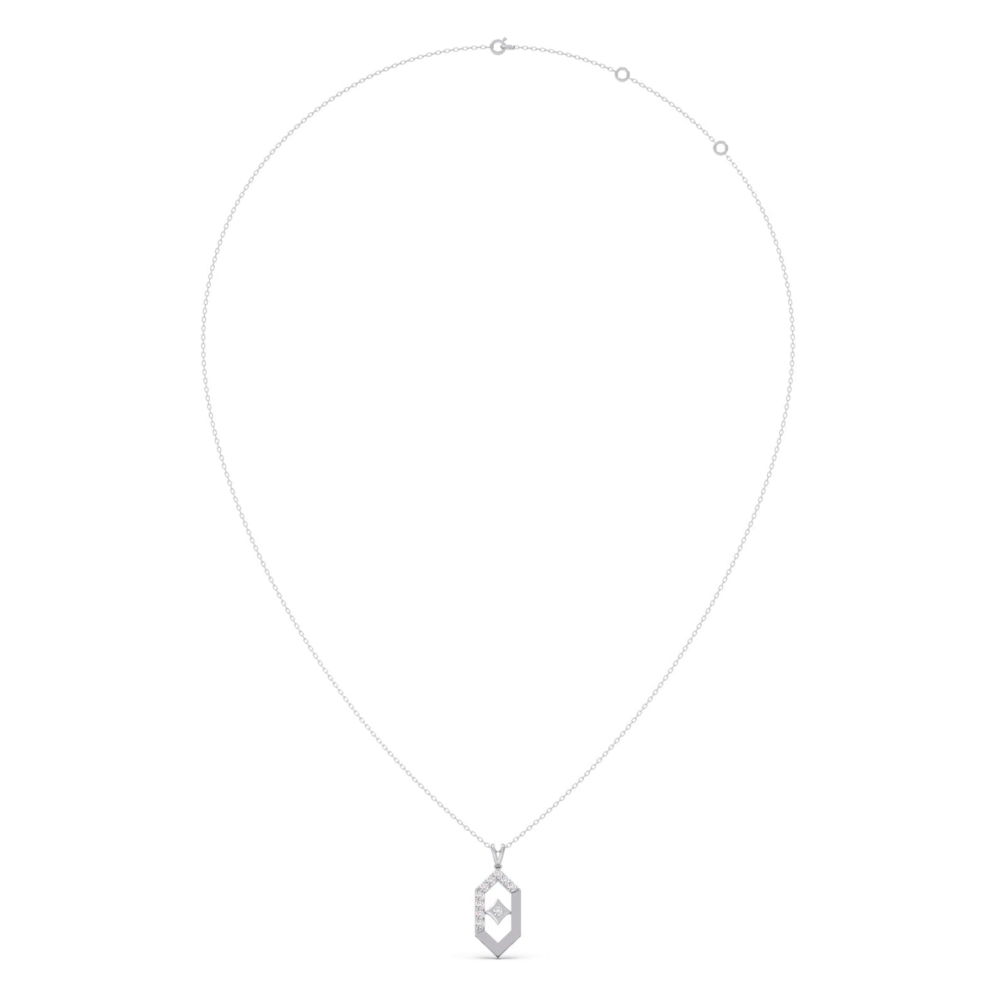 Six-Sided Glamour Diamond Pendant With Chain