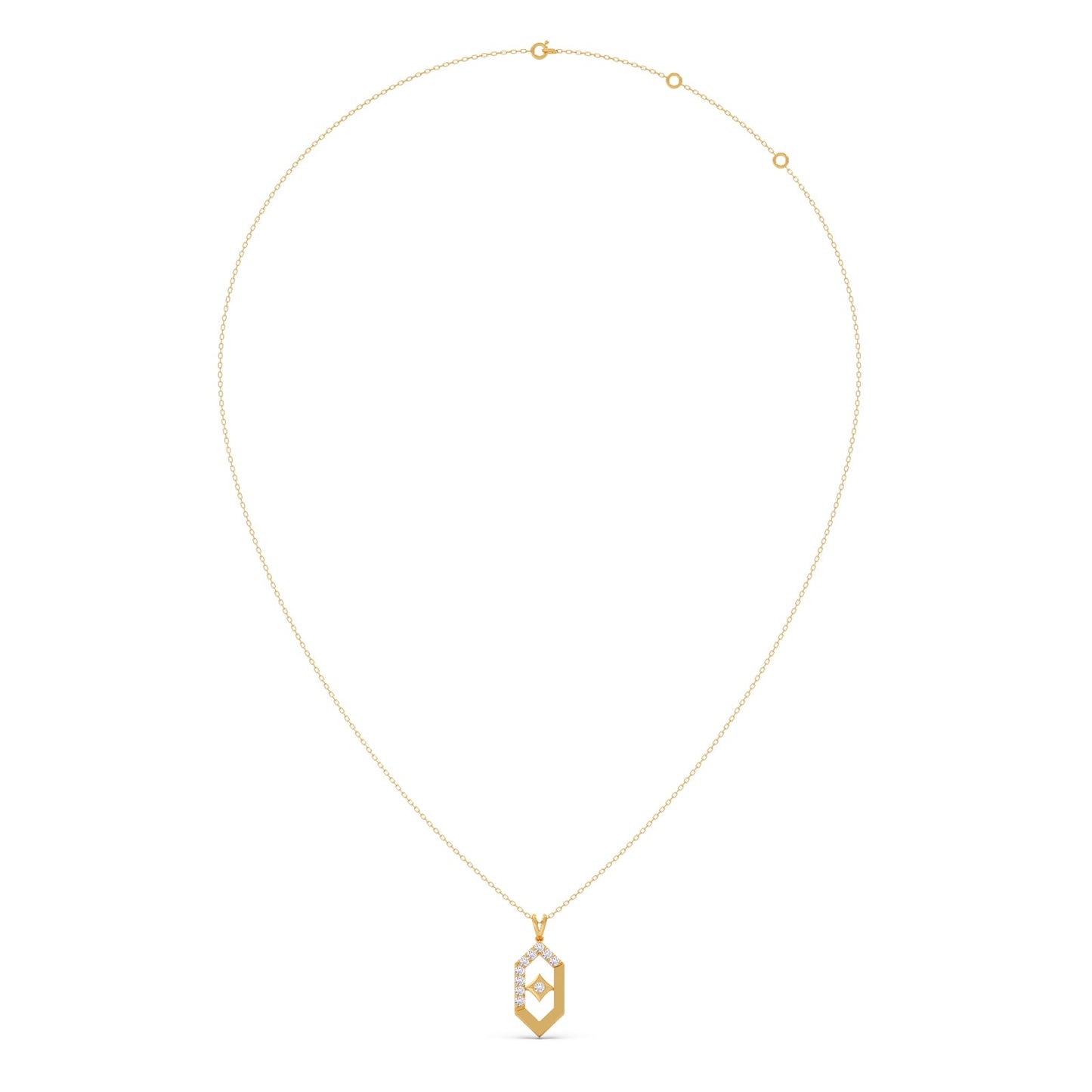 Six-Sided Glamour Diamond Pendant With Chain