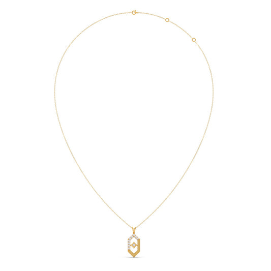 Six-Sided Glamour Diamond Pendant With Chain