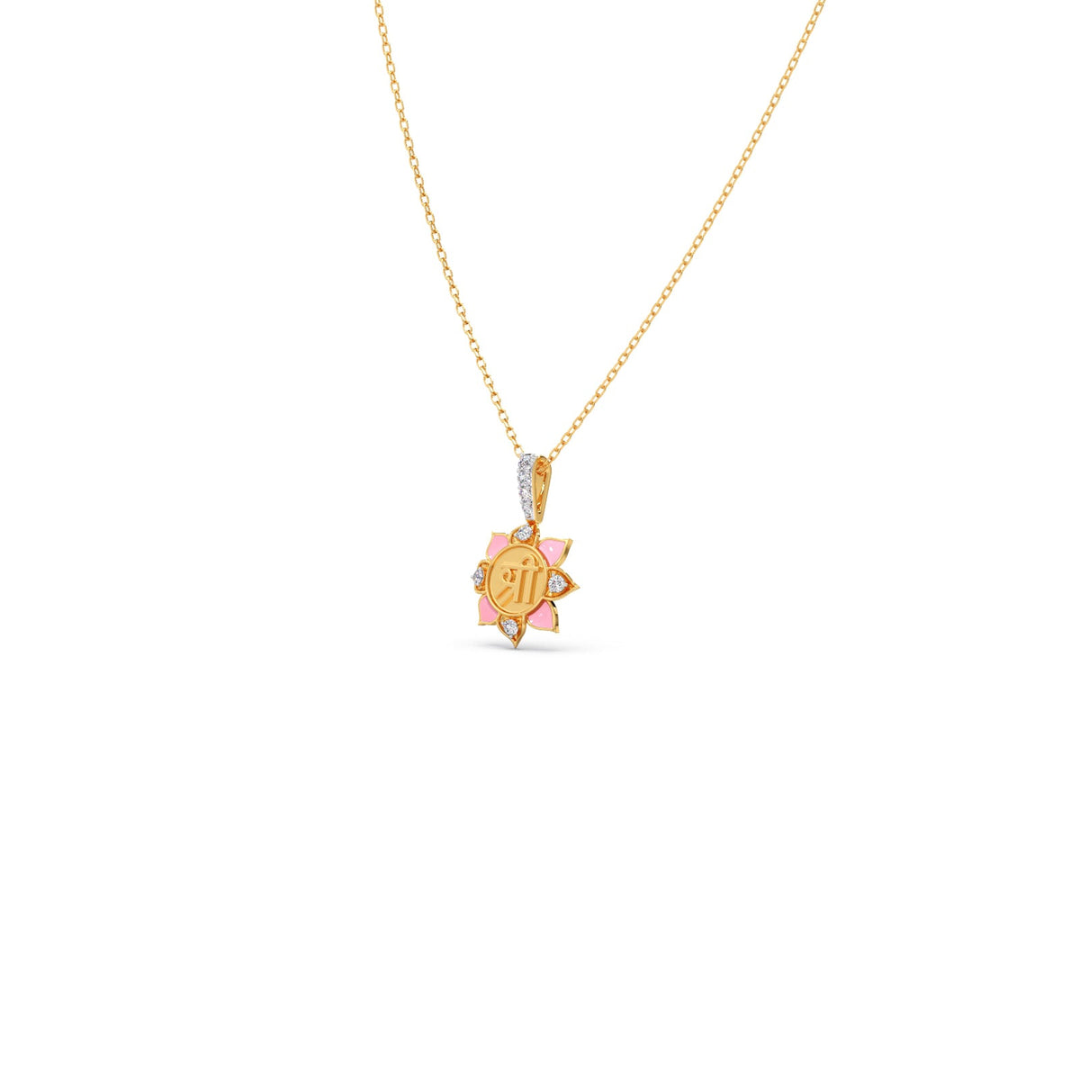 Divine Shri Lotus Diamond Kids Pendant With Chain