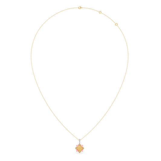 Divine Shri Lotus Diamond Kids Pendant With Chain