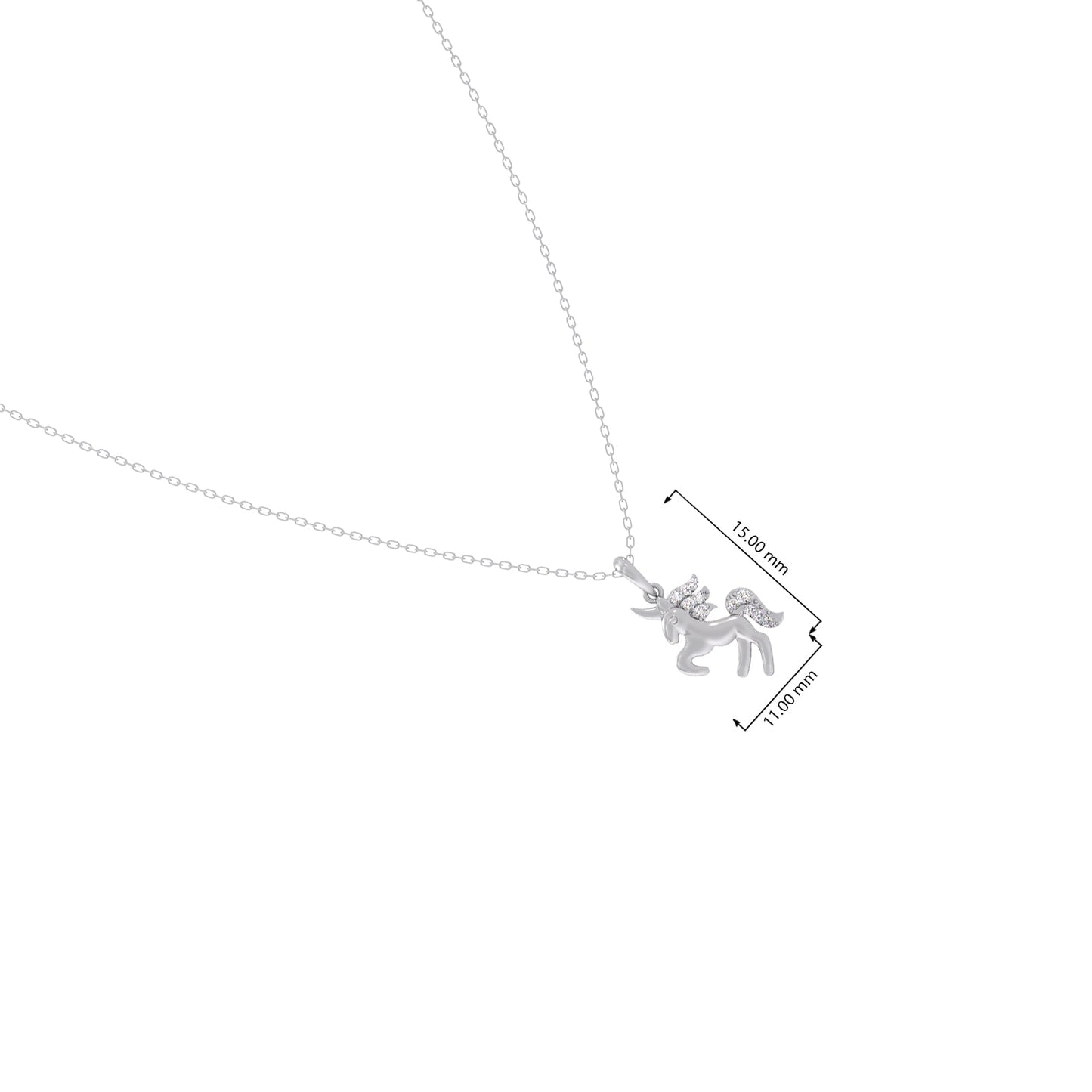 Unicorn Dazzle Diamond Kids Pendant With Chain