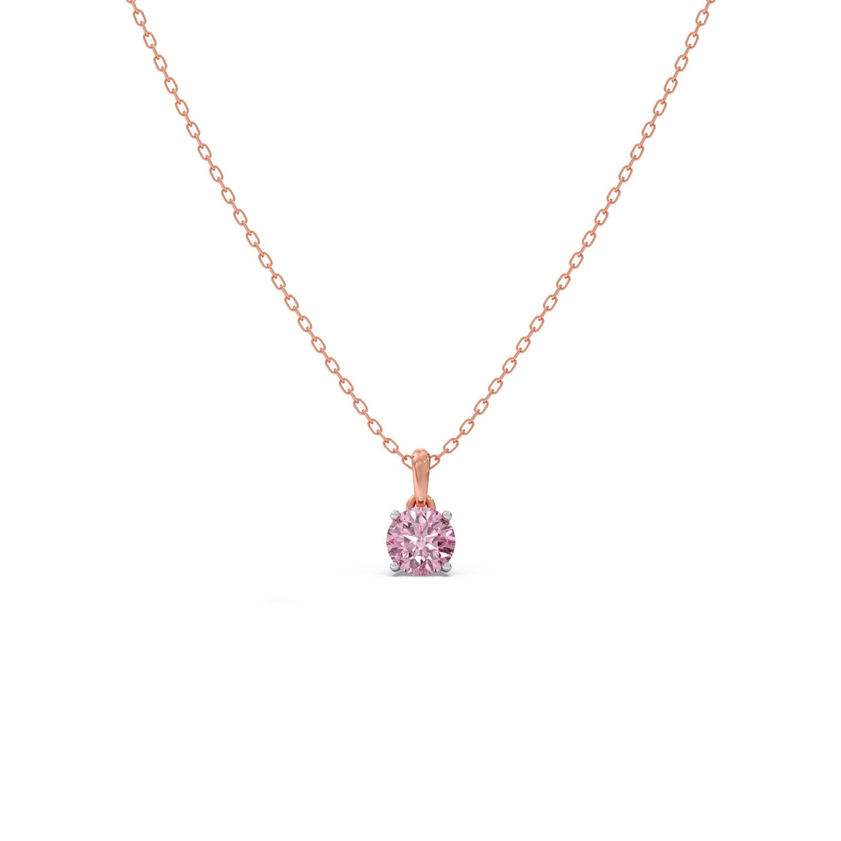 Rose Quartz Colour Round Diamond Pendant
