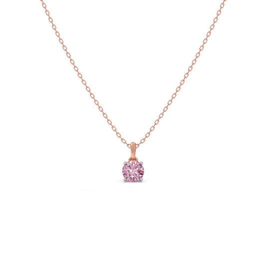 Rose Quartz Colour Round Diamond Pendant