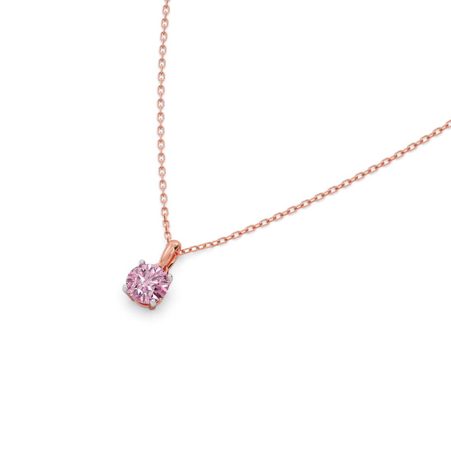 Rose Quartz Colour Round Diamond Pendant