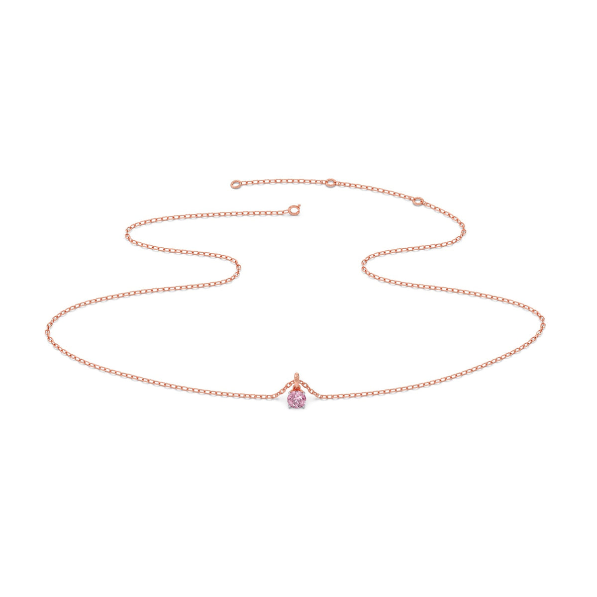 Rose Quartz Colour Round Diamond Pendant