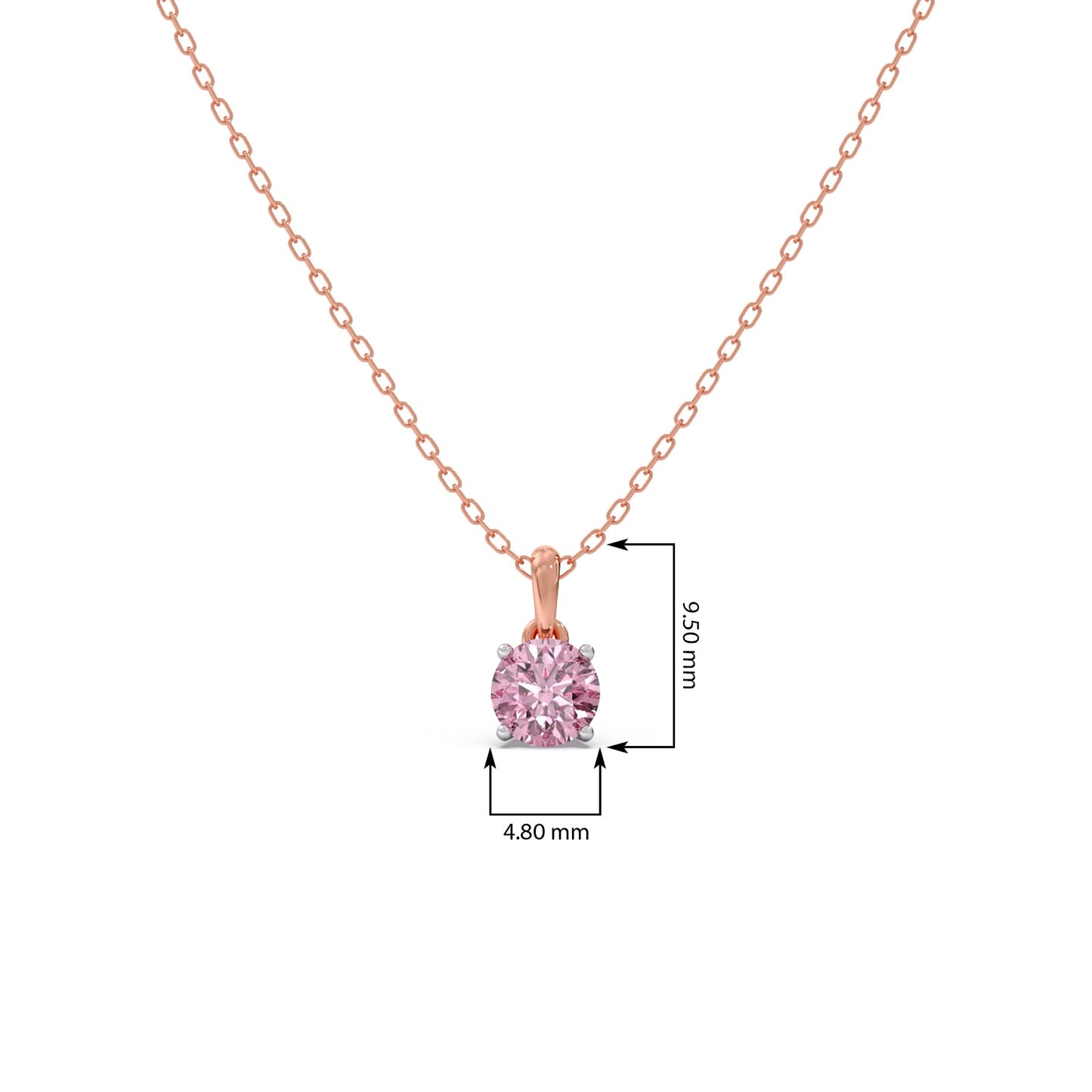 Rose Quartz Colour Round Diamond Pendant