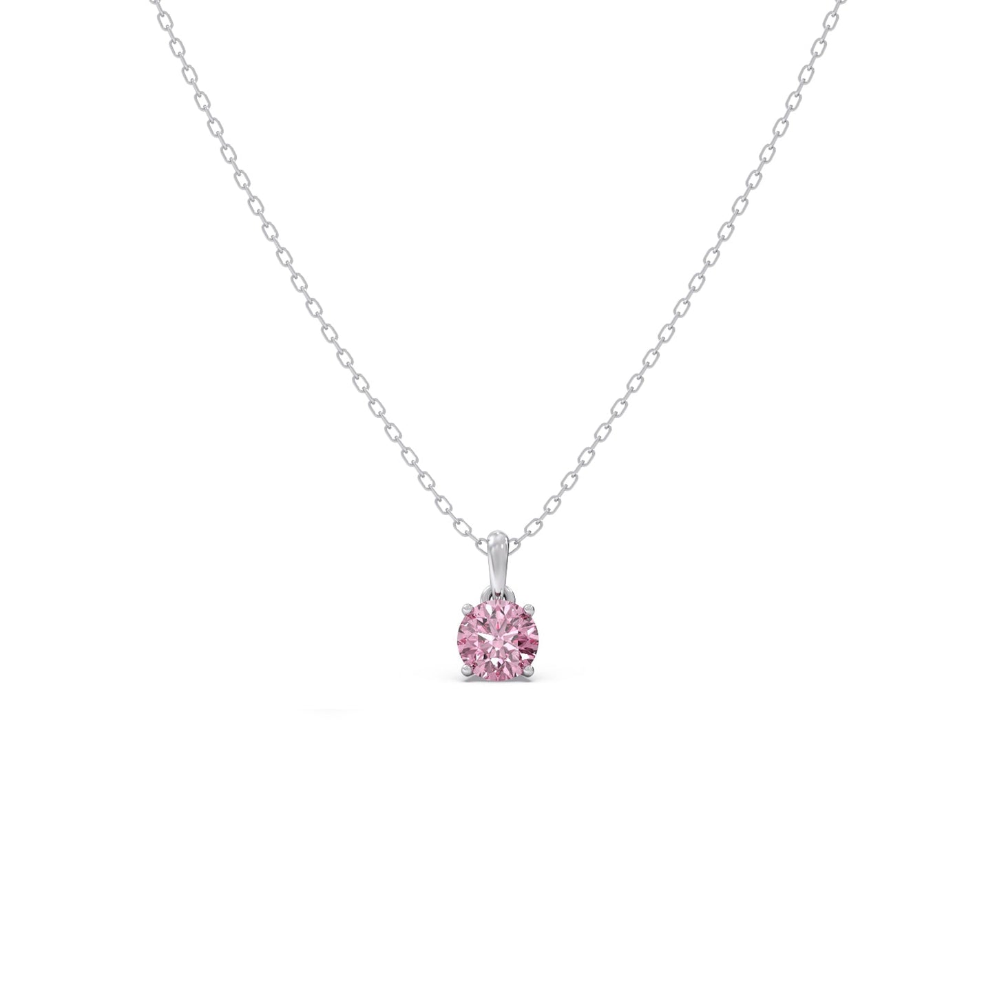 Rose Quartz Colour Round Diamond Pendant