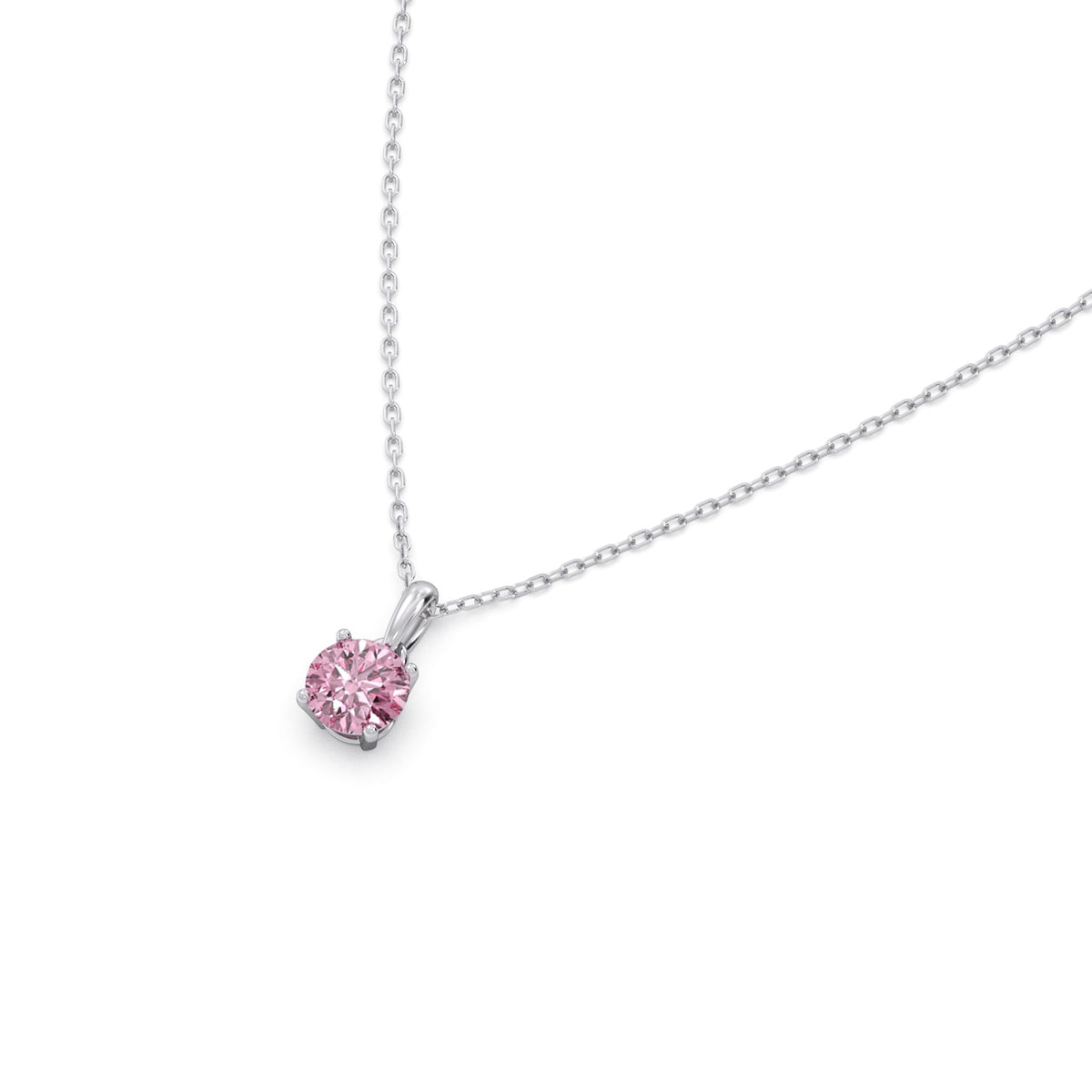 Rose Quartz Colour Round Diamond Pendant