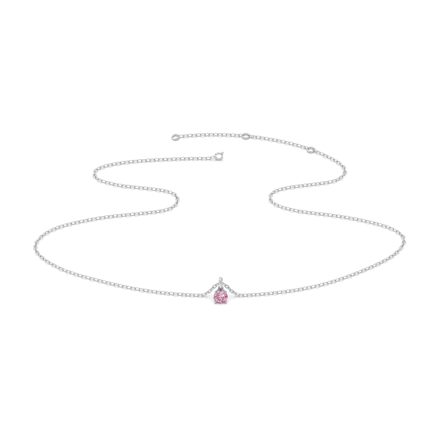 Rose Quartz Colour Round Diamond Pendant