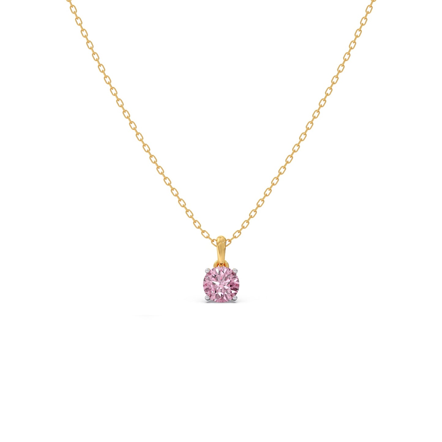 Rose Quartz Colour Round Diamond Pendant