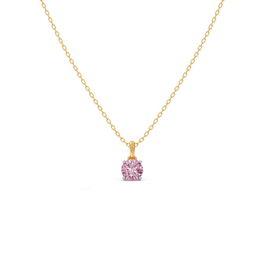 Rose Quartz Colour Round Diamond Pendant