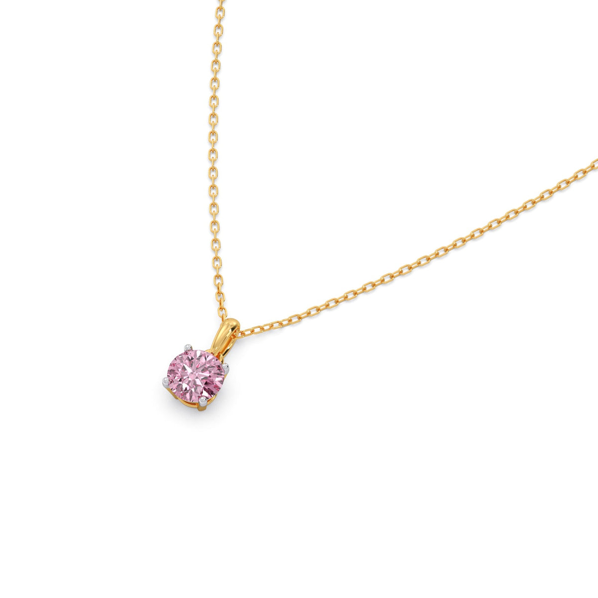Rose Quartz Colour Round Diamond Pendant