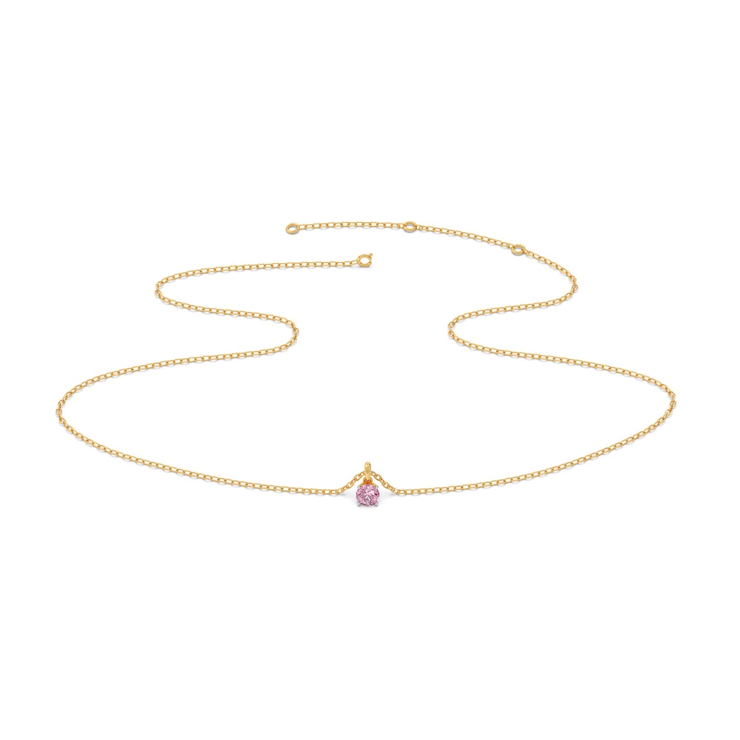 Rose Quartz Colour Round Diamond Pendant